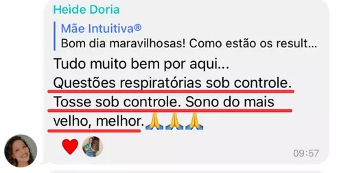 Print da Heide sobre questões respiratórias e sono do filho mais velho